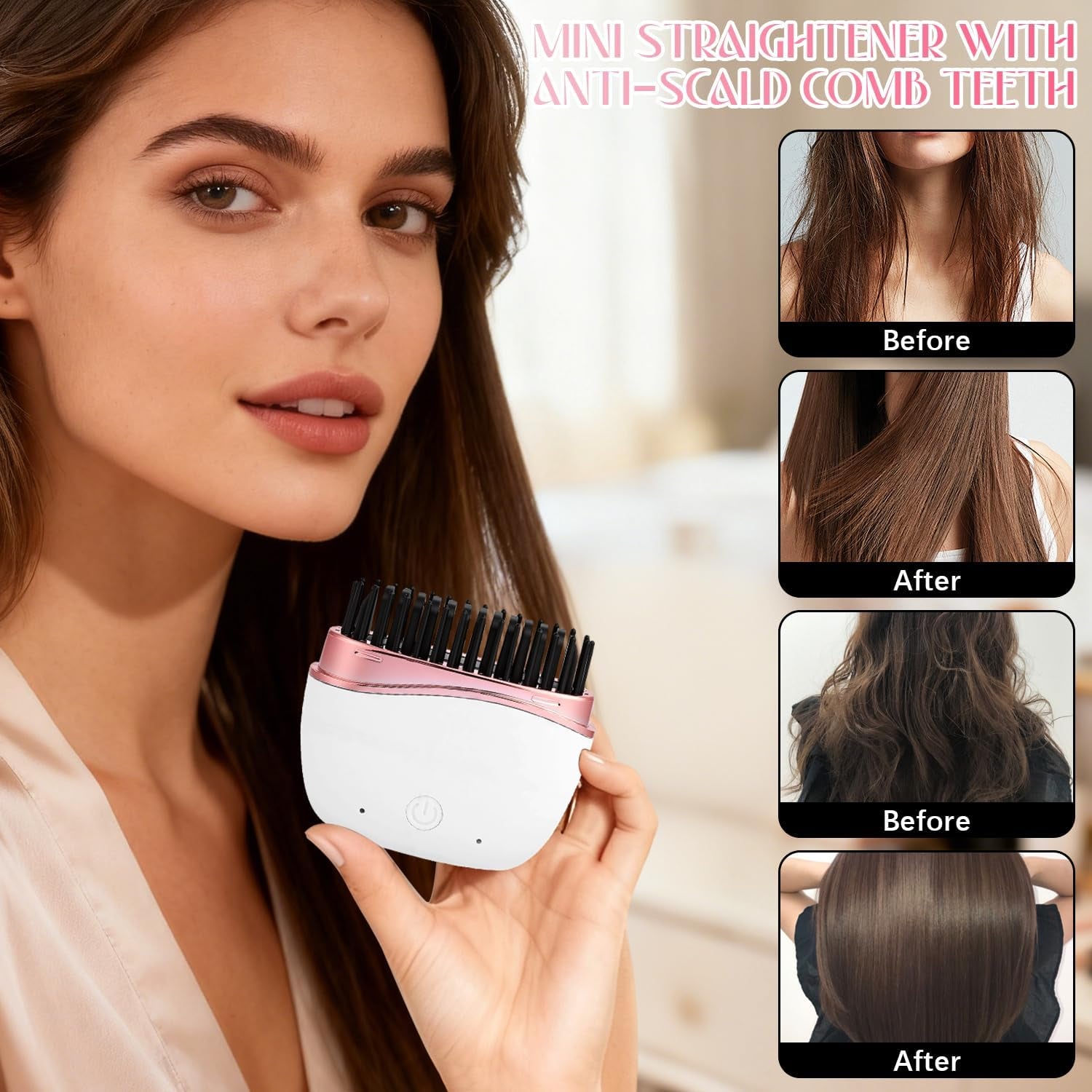 Mini Hair Straightener 3-Speed Temperature Control Rapid Heating & Anti Scald Shell Lightweight and Portable for Travel